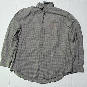 Eddie Bauer Men's Gray Checkered Button Down Shirt